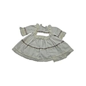 Vintage Handmade Ivory Lace Doll Dress 10–12"‎ Button Back Victorian Style